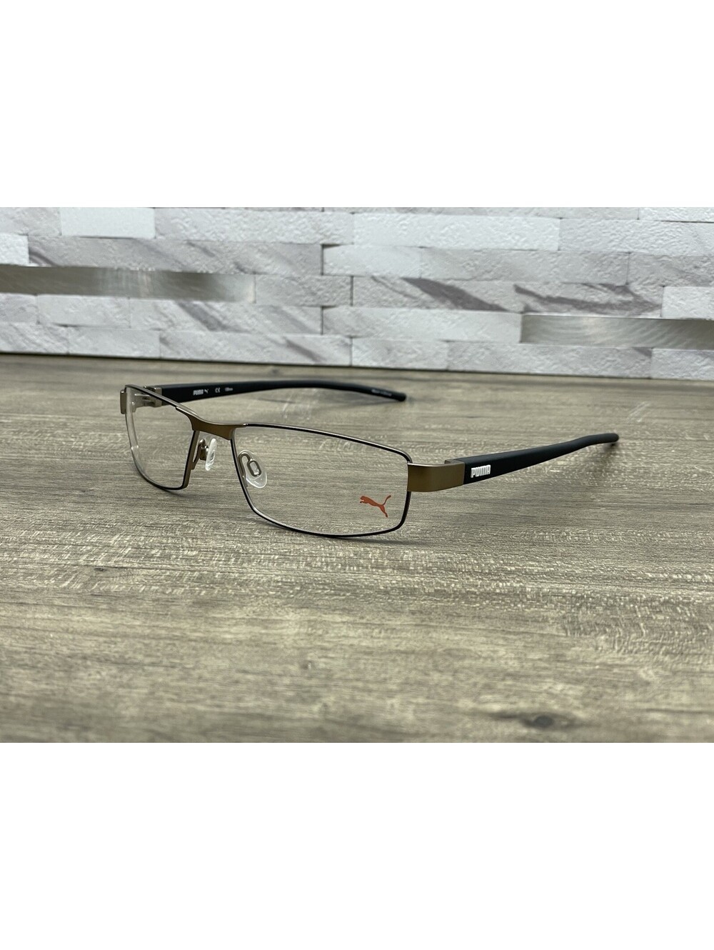 Puma Eyeglasses PU15387 Matte Black Bronze Metal Frame Full Rim Square 57-16-135